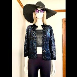 Iridescent Black Vintage Sequin Cardigan